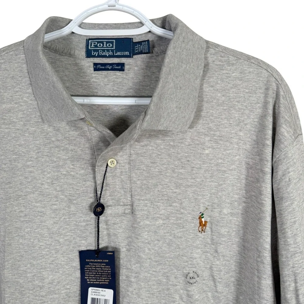 Polo Ralph Lauren Pima Soft Touch Shirt Mens XXL Grey Short Sleeve Flesh Pony
